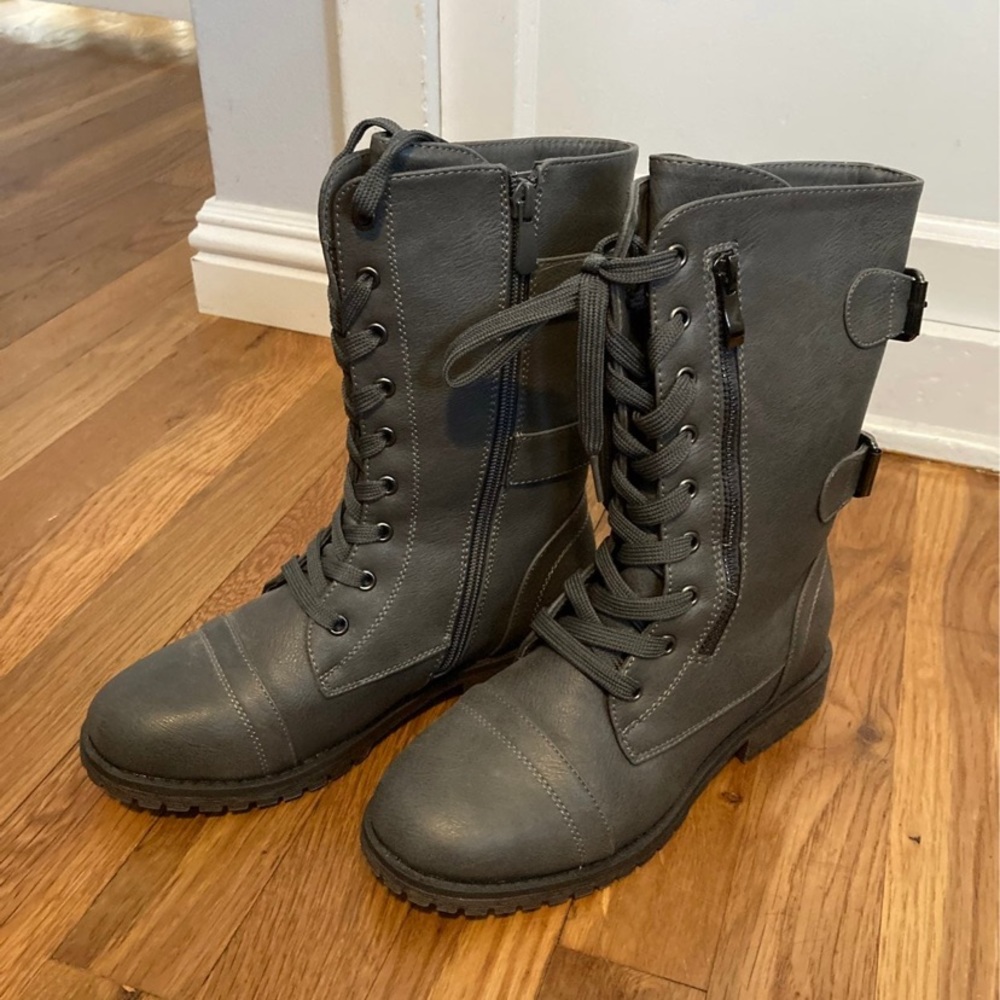 Women's Grey Combat Boots